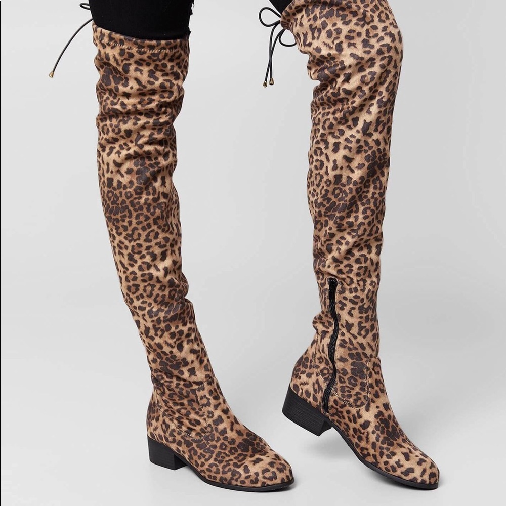 NEW Over The Knee Leopard/Cheetah Boots - Size 7